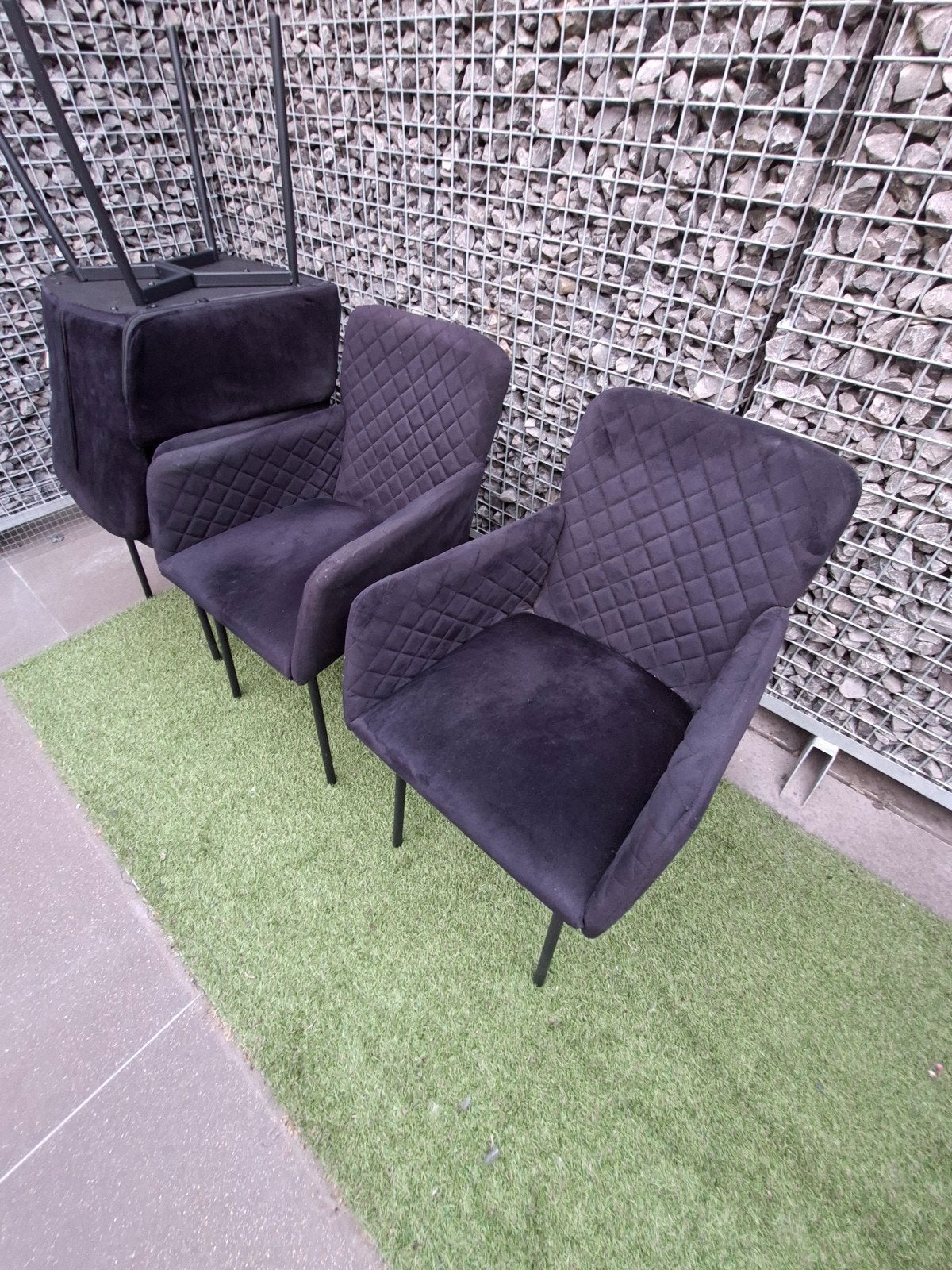 donker blauwe stoelen., Huis en Inrichting, Stoelen, Ophalen, Zo goed als nieuw, Blauw, Vier
