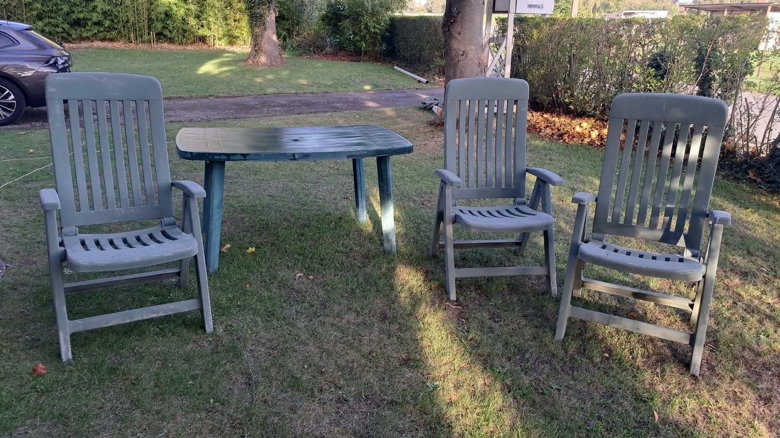 Set de jardin vert, Jardin & Terrasse, Enlèvement, Utilisé, Table à dinner, Salons de jardin