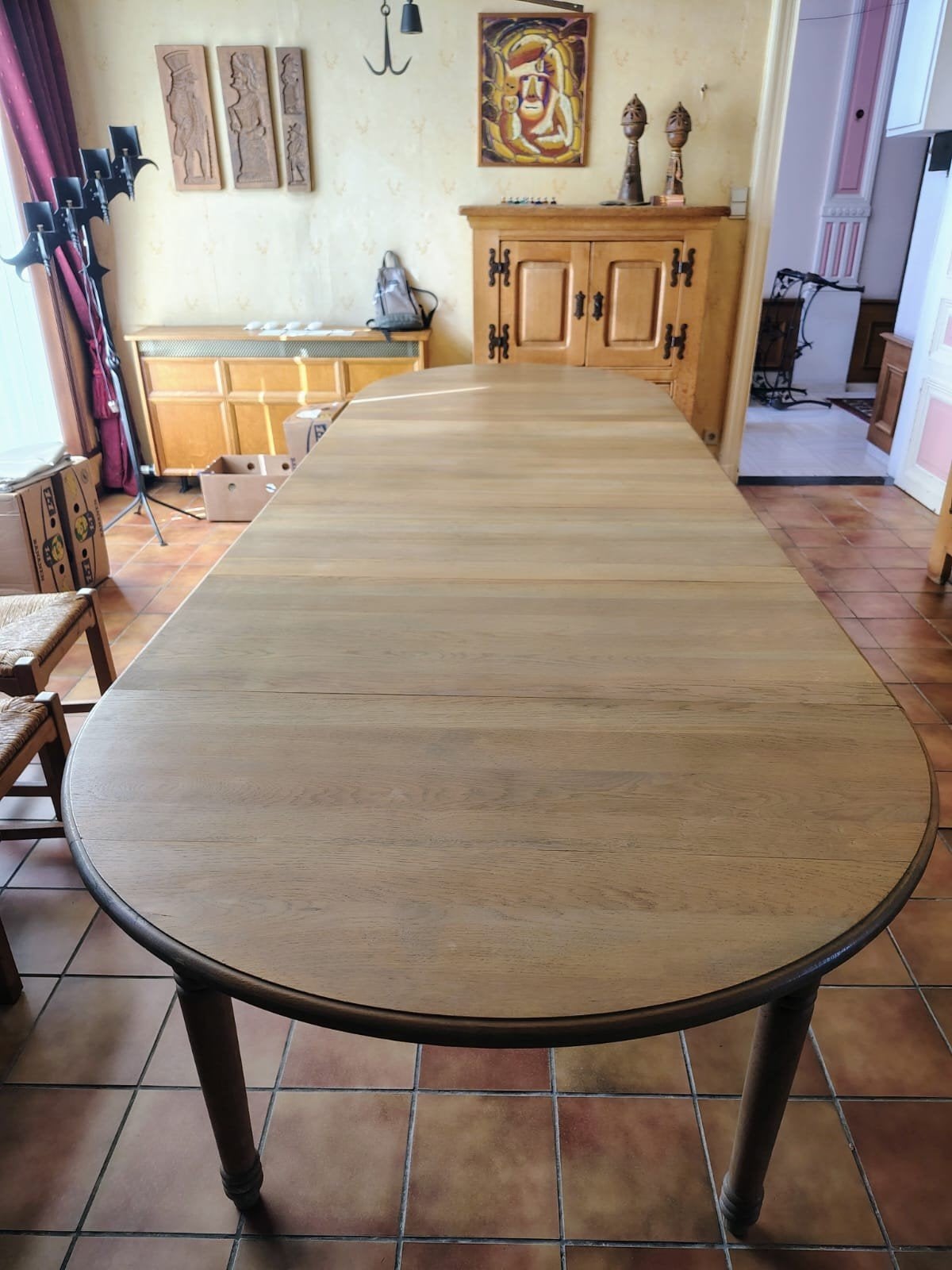 Table allongée en chêne massif L 120/350 x L 120 x H 78 cm,, Enlèvement