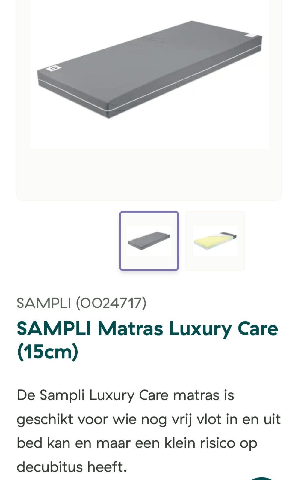 SAMPLI Zorgmatras Luxury Care (praktisch nieuw), Diversen, Ophalen, Zo goed als nieuw