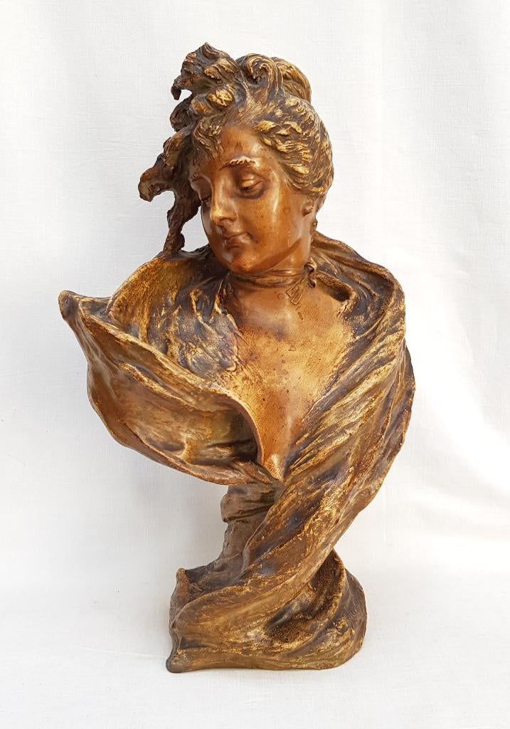 Art Nouveau Buste - Sarah Bernhardt - RSK - Stellmacher., Antiek en Kunst, Antiek | Keramiek en Aardewerk, Ophalen of Verzenden