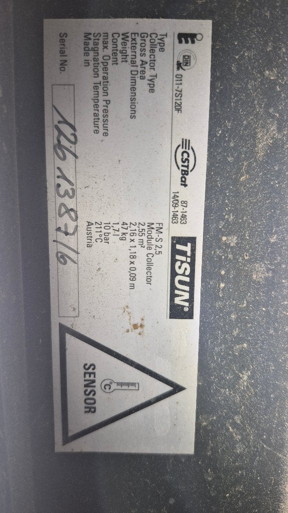 Zonneboiler paneel Tisun, Doe-het-zelf en Bouw, Chauffageketels en Boilers, Ophalen, 100 liter of meer, Nieuw, Boiler