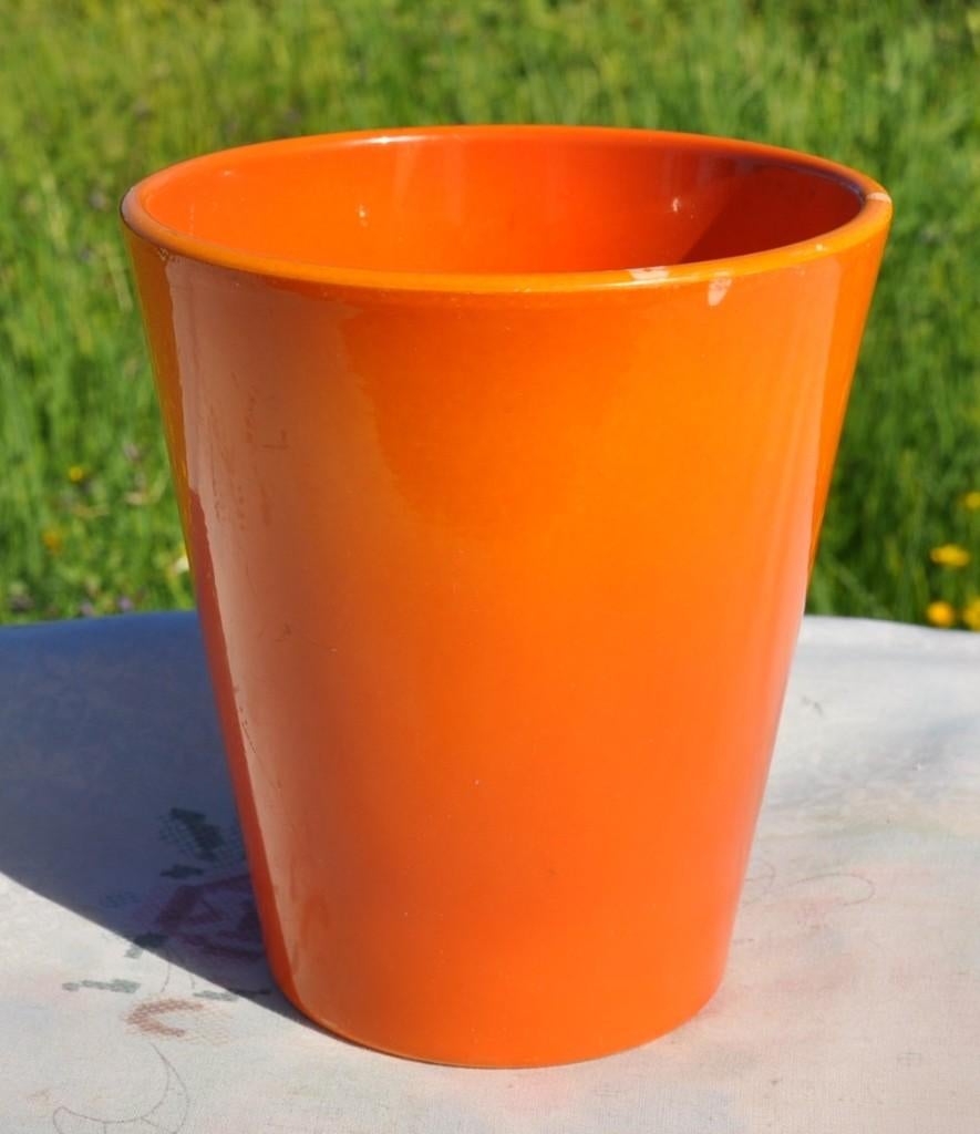 cache pot en faience orange, Enlèvement ou Envoi, Utilisé, Autres matériaux, Intérieur