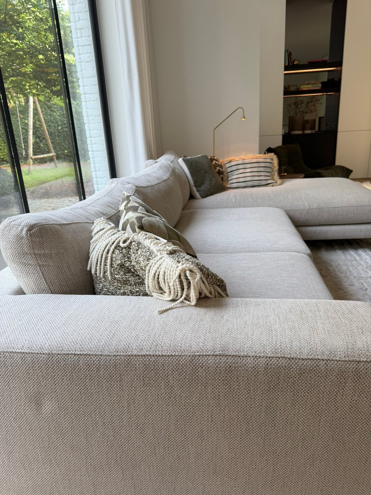 Zetel stof beige, Ophalen, Zo goed als nieuw, Stof