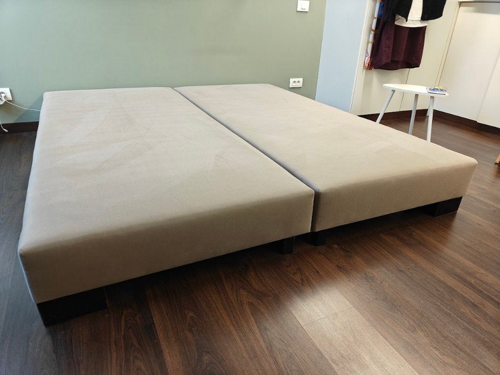 boxspring onderbed 90x200 / 2 stuks, Ophalen, Gebruikt, 90 cm, Beige