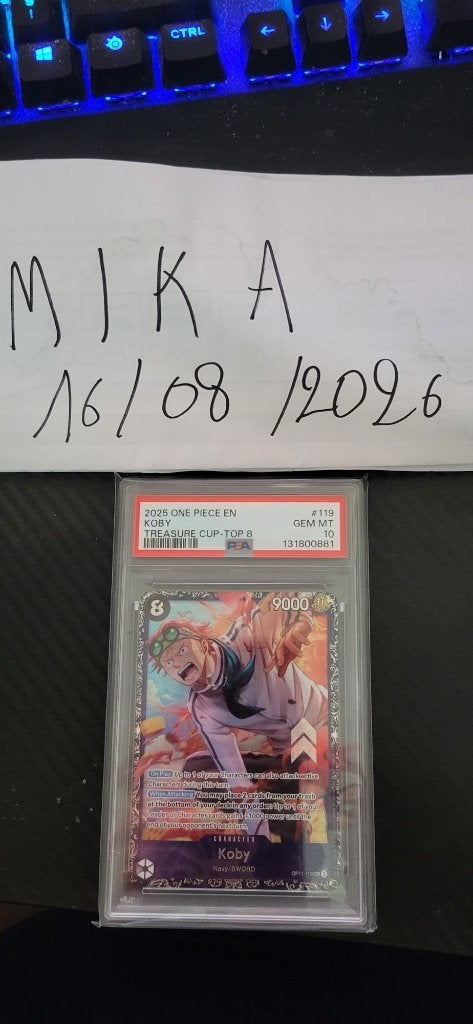 One Piece Grail Treasure Cup Top 8 Koby, Hobby en Vrije tijd, Verzamelkaartspellen | Overige, Ophalen, Zo goed als nieuw, Losse kaart