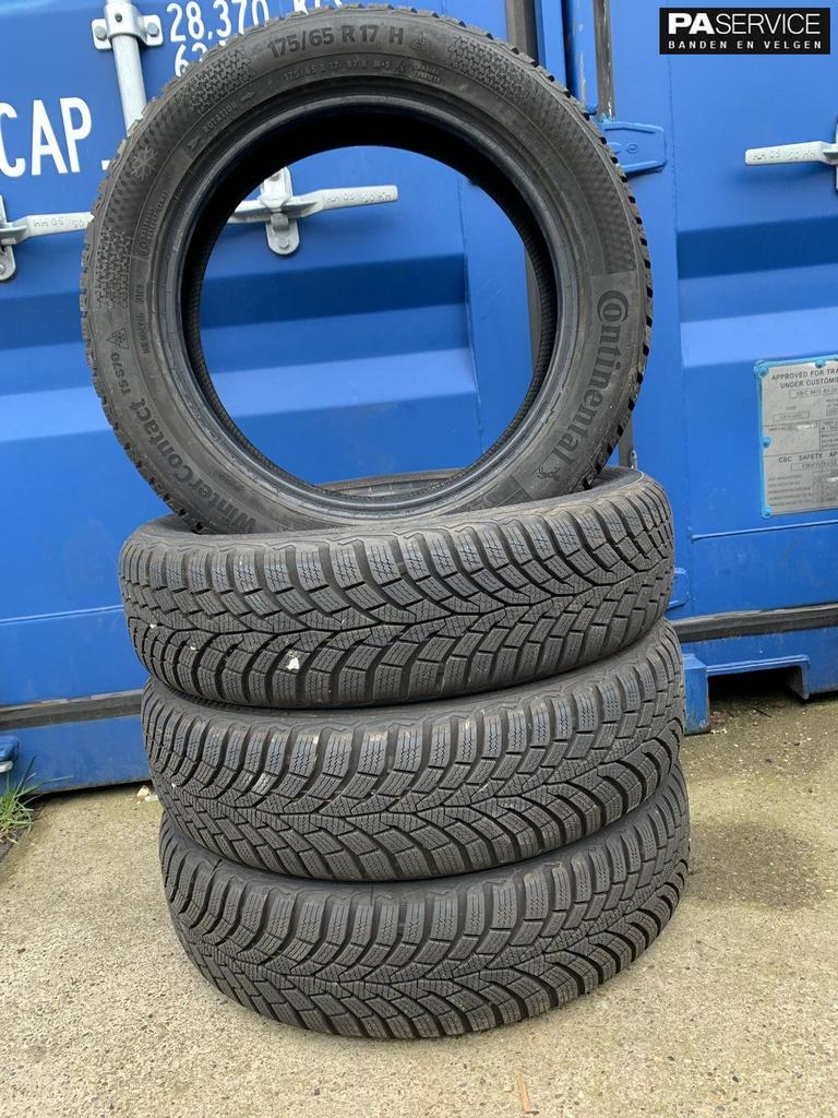 4x Continental 175 65 17 winterbanden met 7.5 en 7.3 mm, Gebruikt, Velg(en), -, -