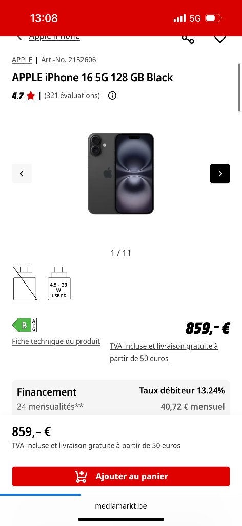 iPhone 16 128 g, Télécoms, Téléphonie mobile | Apple iPhone, Neuf, 128 GB, IPhone 16, Enlèvement