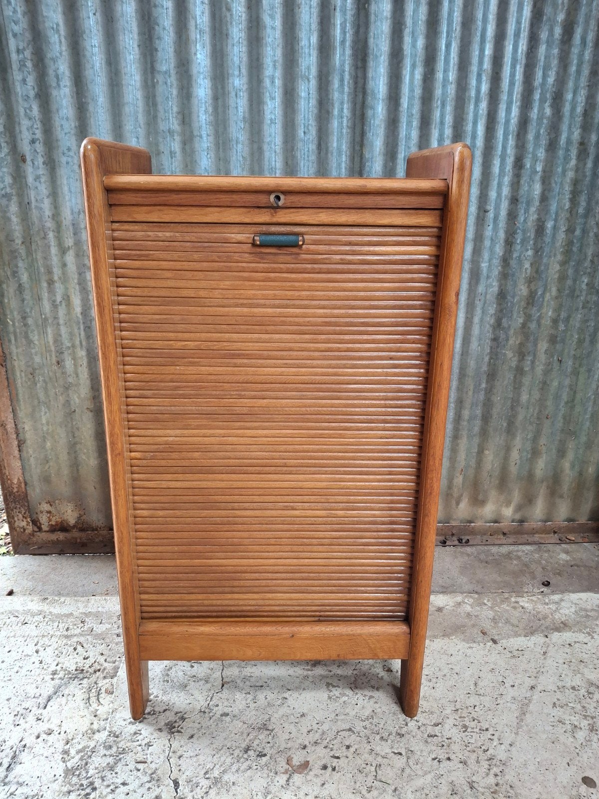 Vintage houten rolluikkastje/roldeurkastje, mid century, Ophalen