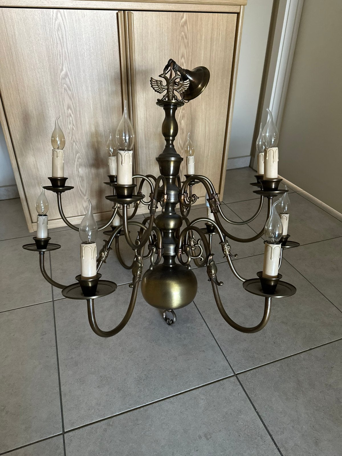 Kroonluchter, Huis en Inrichting, Lampen | Kroonluchters, Ophalen, Gebruikt, Glas, Antiek