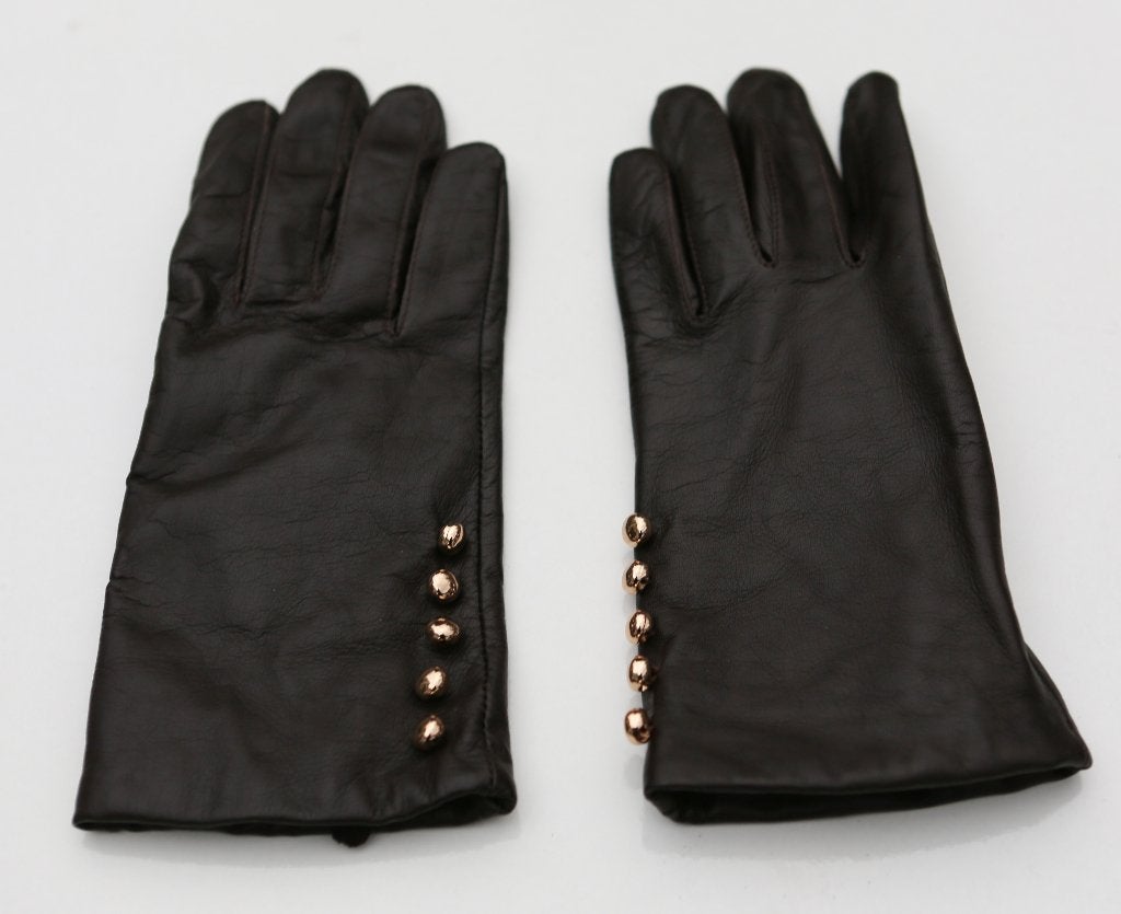 Mooi paar donkerbruine zachte leren handschoenen - Teeth, Kleding | Dames, Mutsen, Sjaals en Handschoenen, Dents, Ophalen of Verzenden