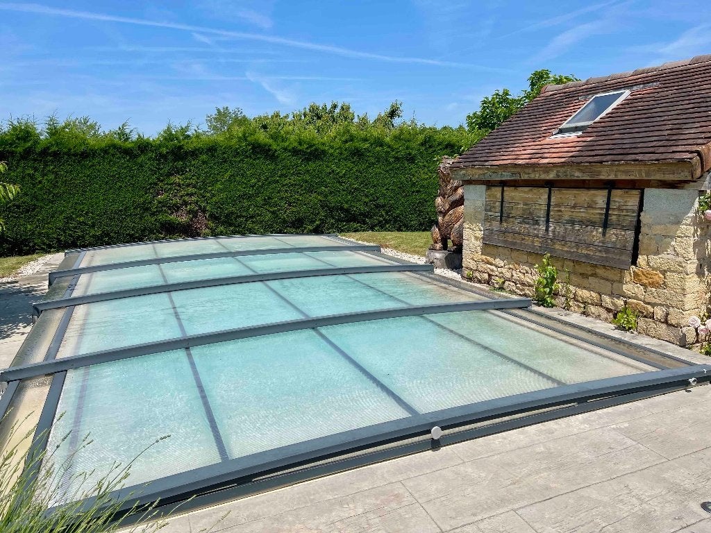 Abri Piscine Télescopique extra bas, Jardin & Terrasse, Enlèvement ou Envoi, Neuf, Couverture de piscine