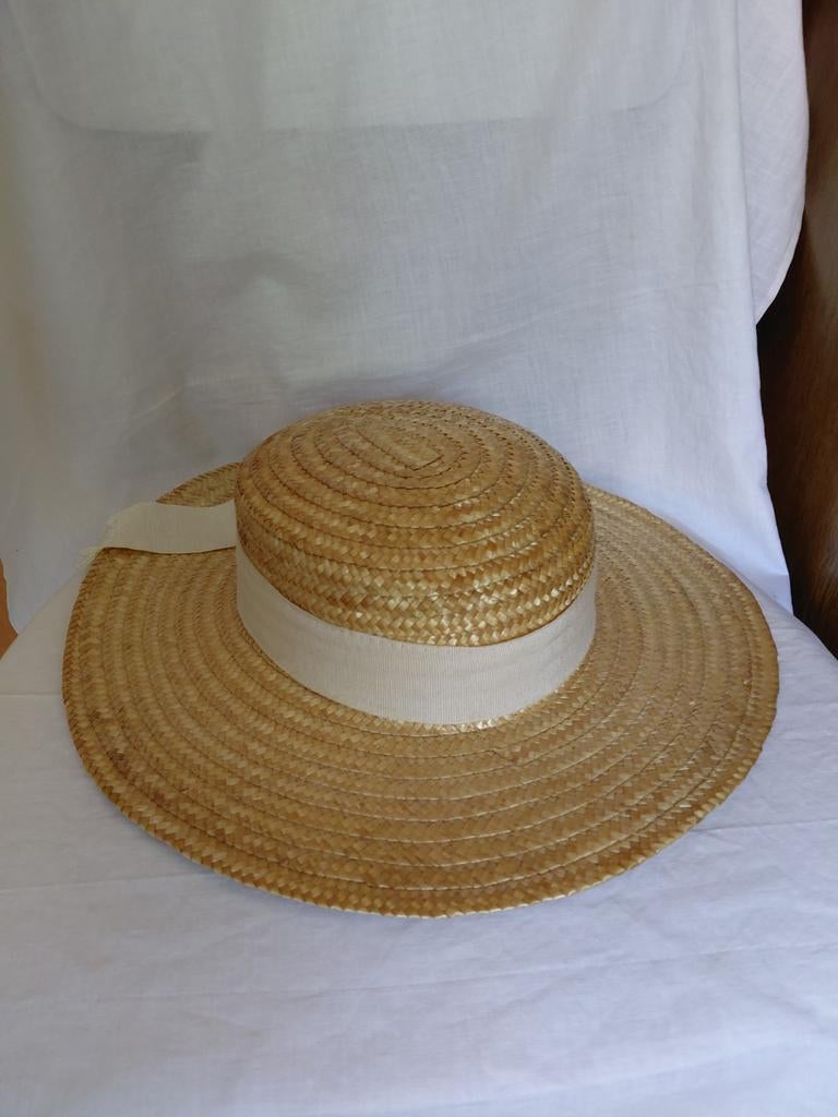 Canotier paille naturelle vintage 59, Enlèvement ou Envoi