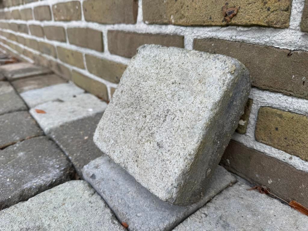 Klinker grijs 15x15x6, Ophalen, Gebruikt, Klinkers, 10 m² of meer