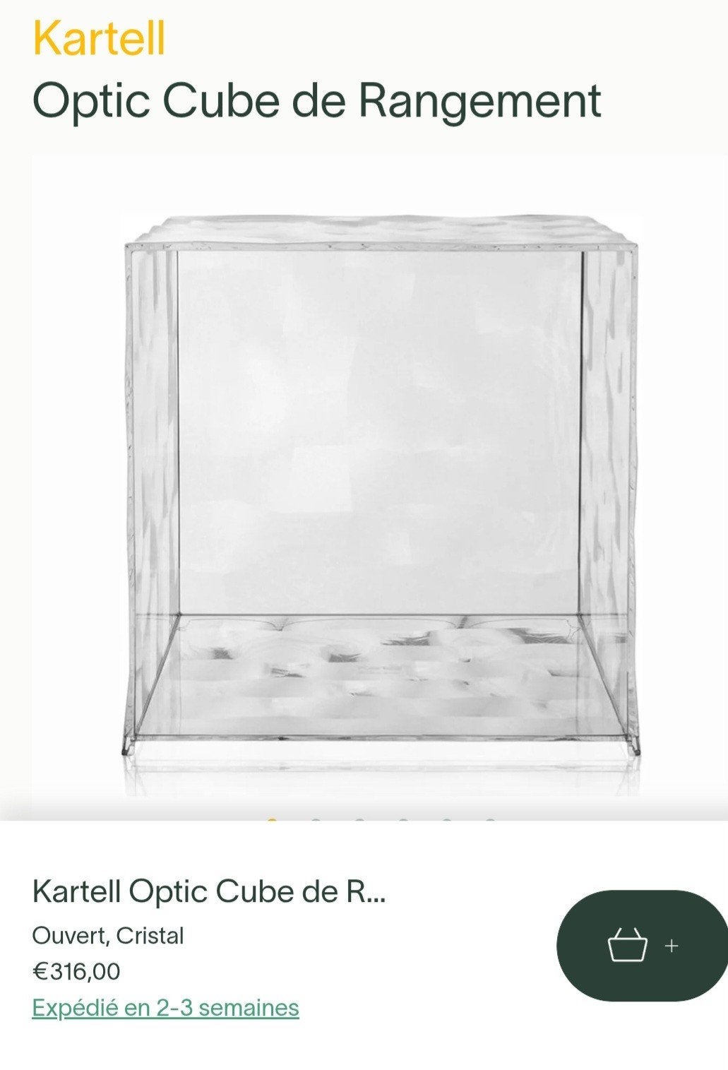 kartell optic cube de rangement, Maison & Meubles, Enlèvement
