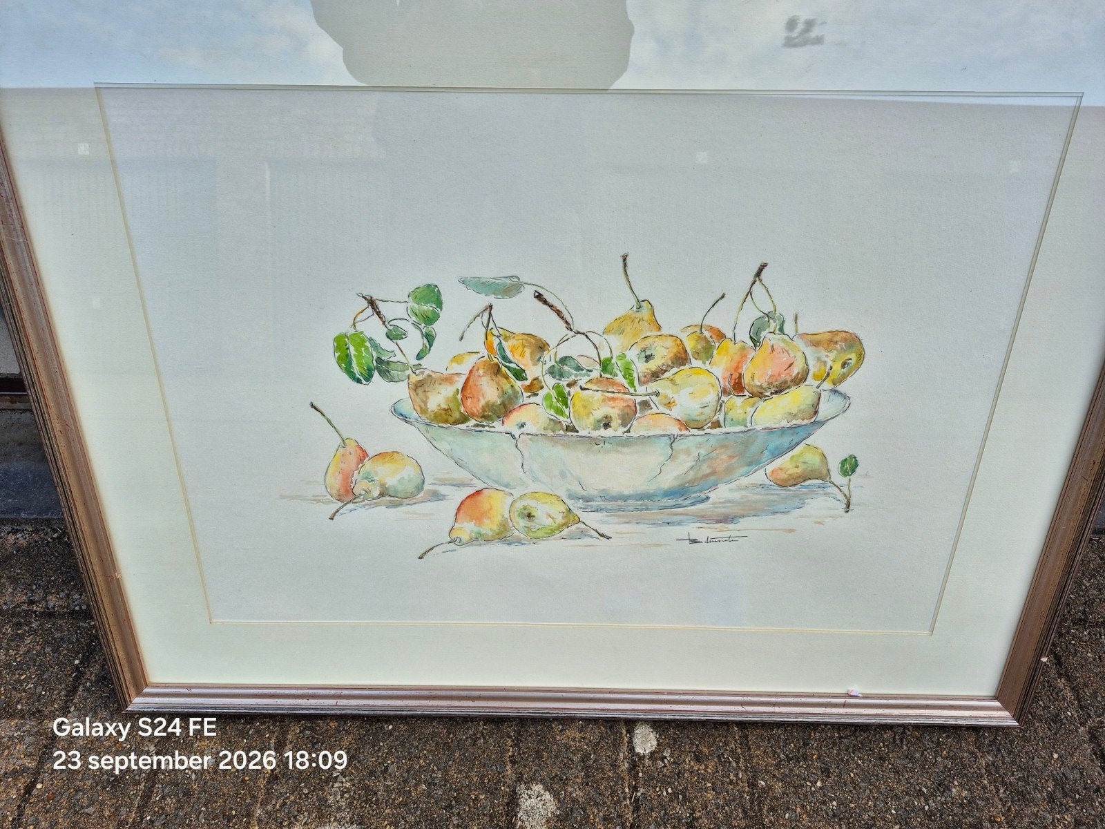 Belmonte aquarel, Ophalen of Verzenden, Achter glas, Aquarel, Stilleven