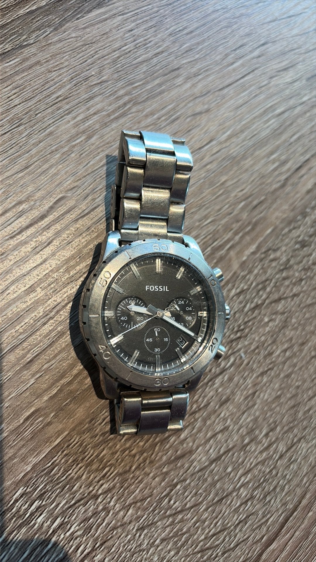 Fossil herenhorloge – chronograaf, Handtassen en Accessoires, Overige materialen, Gebruikt, Polshorloge, Overige materialen