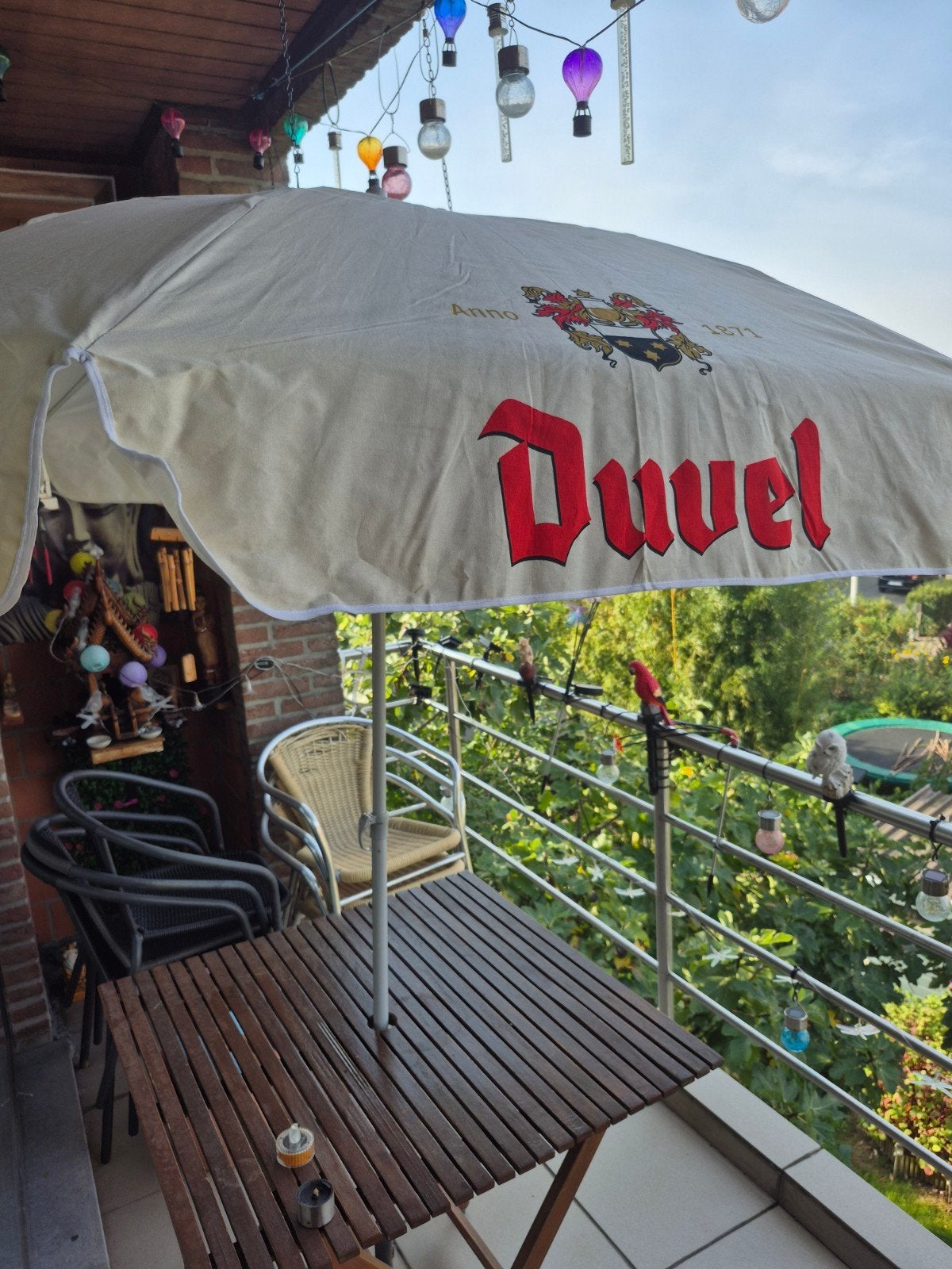 Duvel parasol., Tuin en Terras, Ophalen, Gebruikt, 1 tot 2 meter