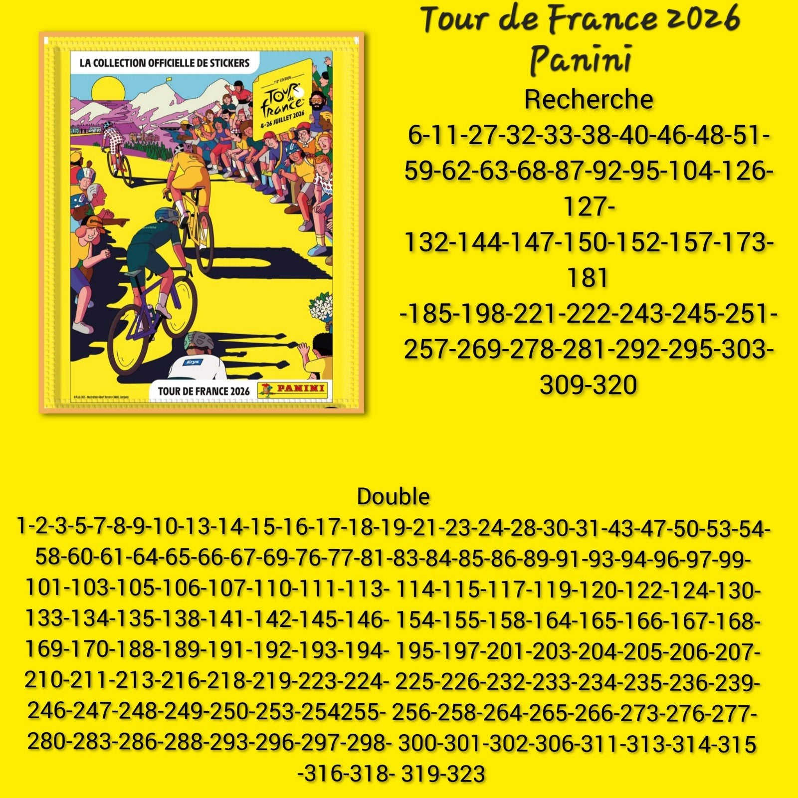 Tour de France 2026 Panini échange, Enlèvement