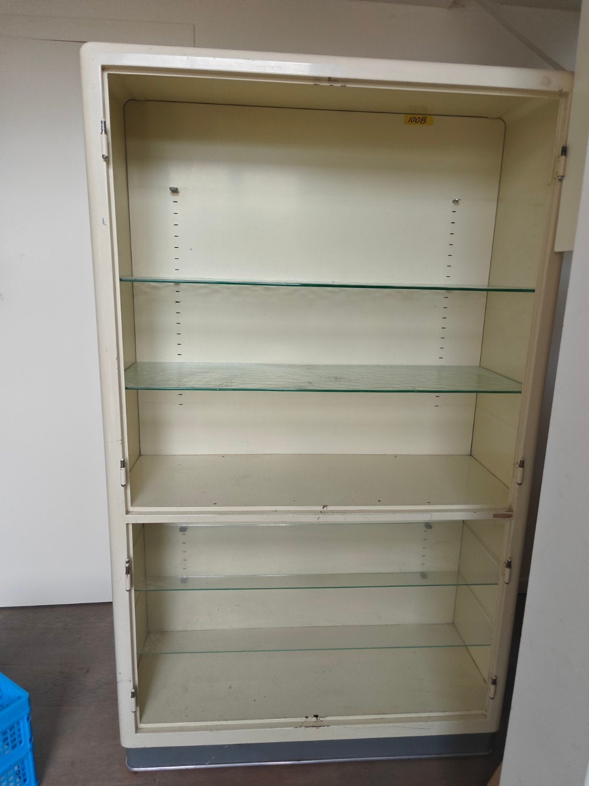 Vintage dokterskast (zonder deuren), Ophalen, Met plank(en), Gebruikt, 100 tot 150 cm