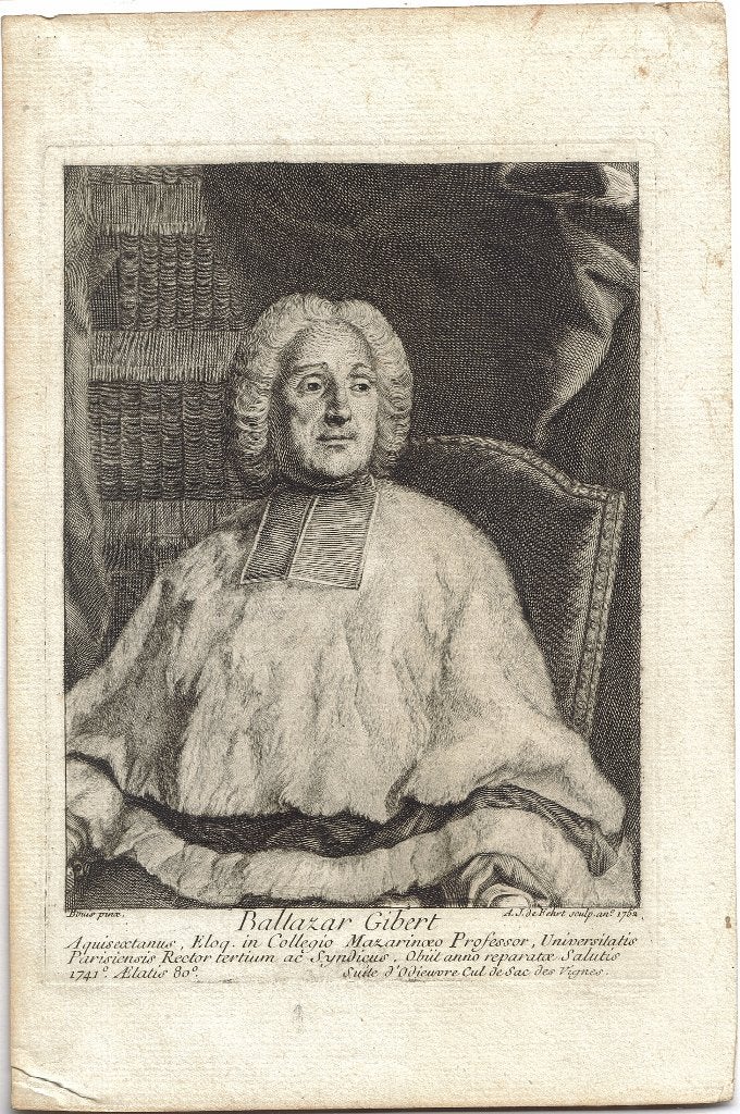 A. J. de Fehrt gravure "Portret Balthazar Gilbert", 1752, Antiek en Kunst, Ophalen, Portret, Gravure, Origineel