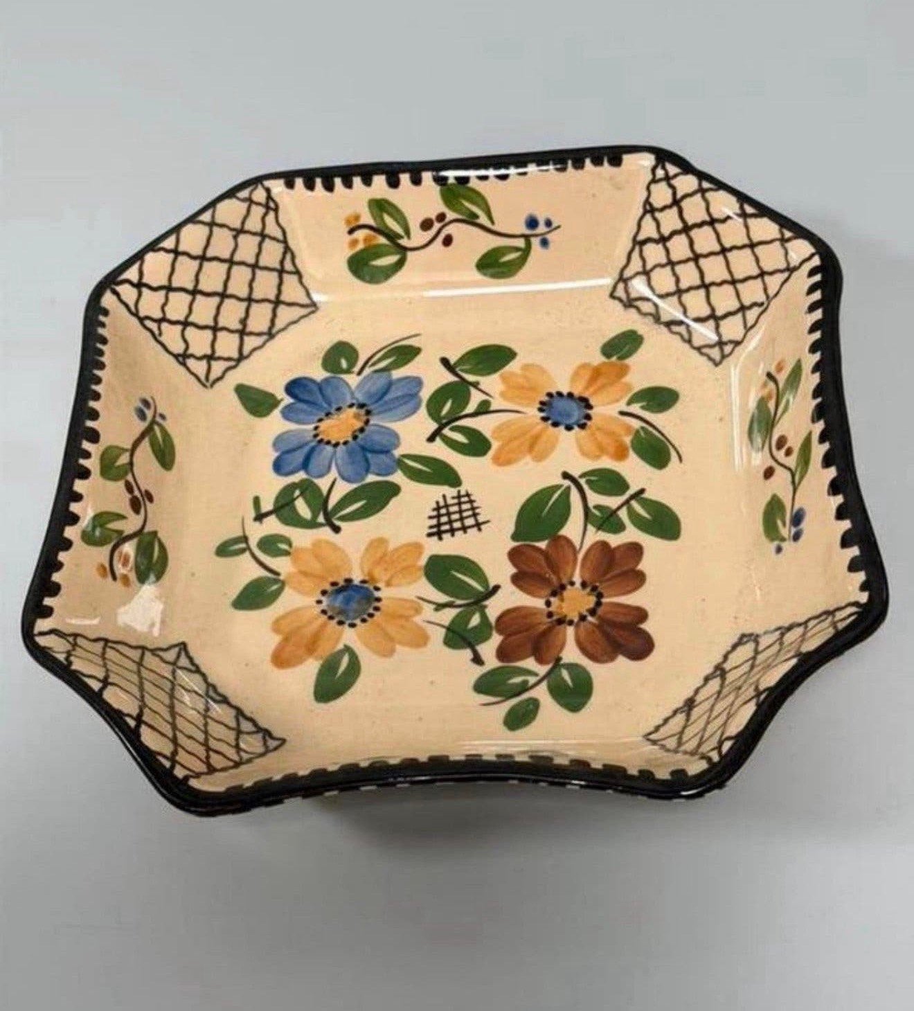 Vintage Handbeschilderde Aardewerk Schaal A Mertens Jamioulx, Antiek en Kunst, Ophalen of Verzenden