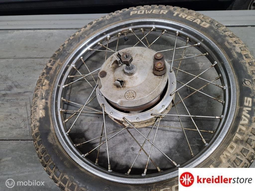 Kreidler RS voorwiel met 160 mm Leleu grote naaf, Vélos & Vélomoteurs, Pièces de cyclomoteur | Kreidler, Utilisé, Enlèvement ou Envoi