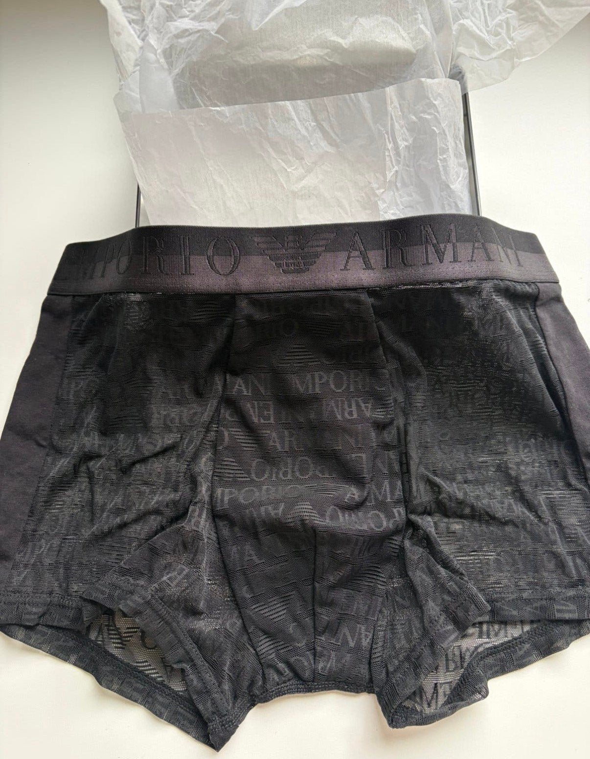 Nouveau caleçon en maille avec logo EA, Envoi, Noir, Boxer