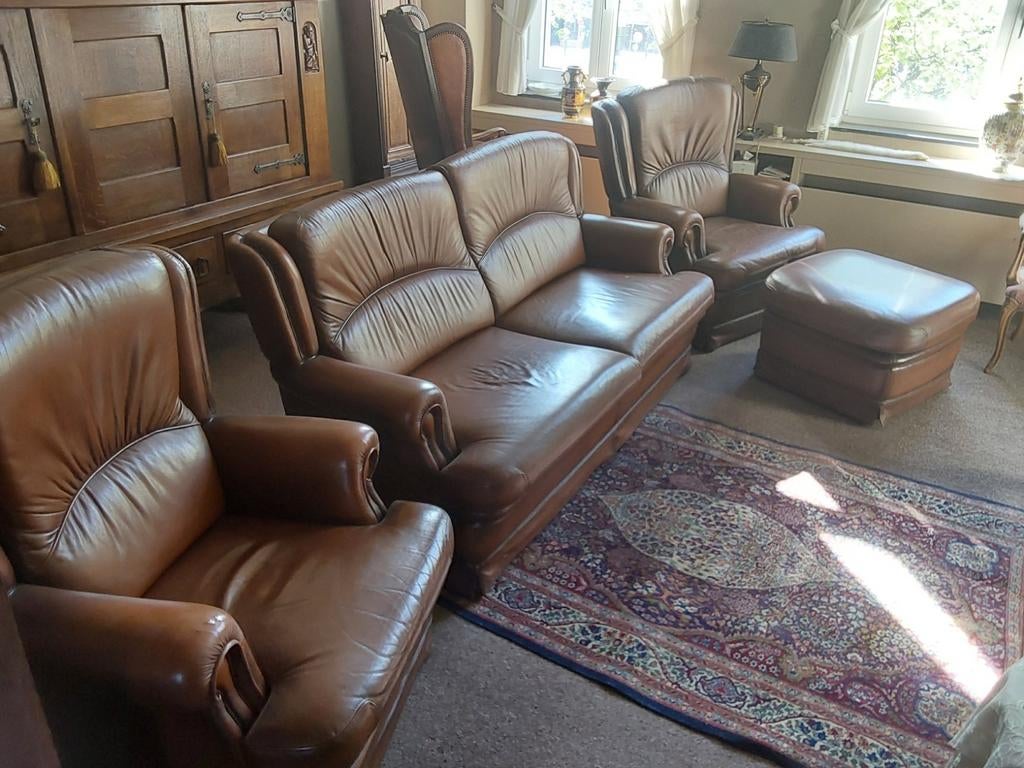 Lederen Salon (Mol&Geurts) te koop, Ophalen, Gebruikt, Leer