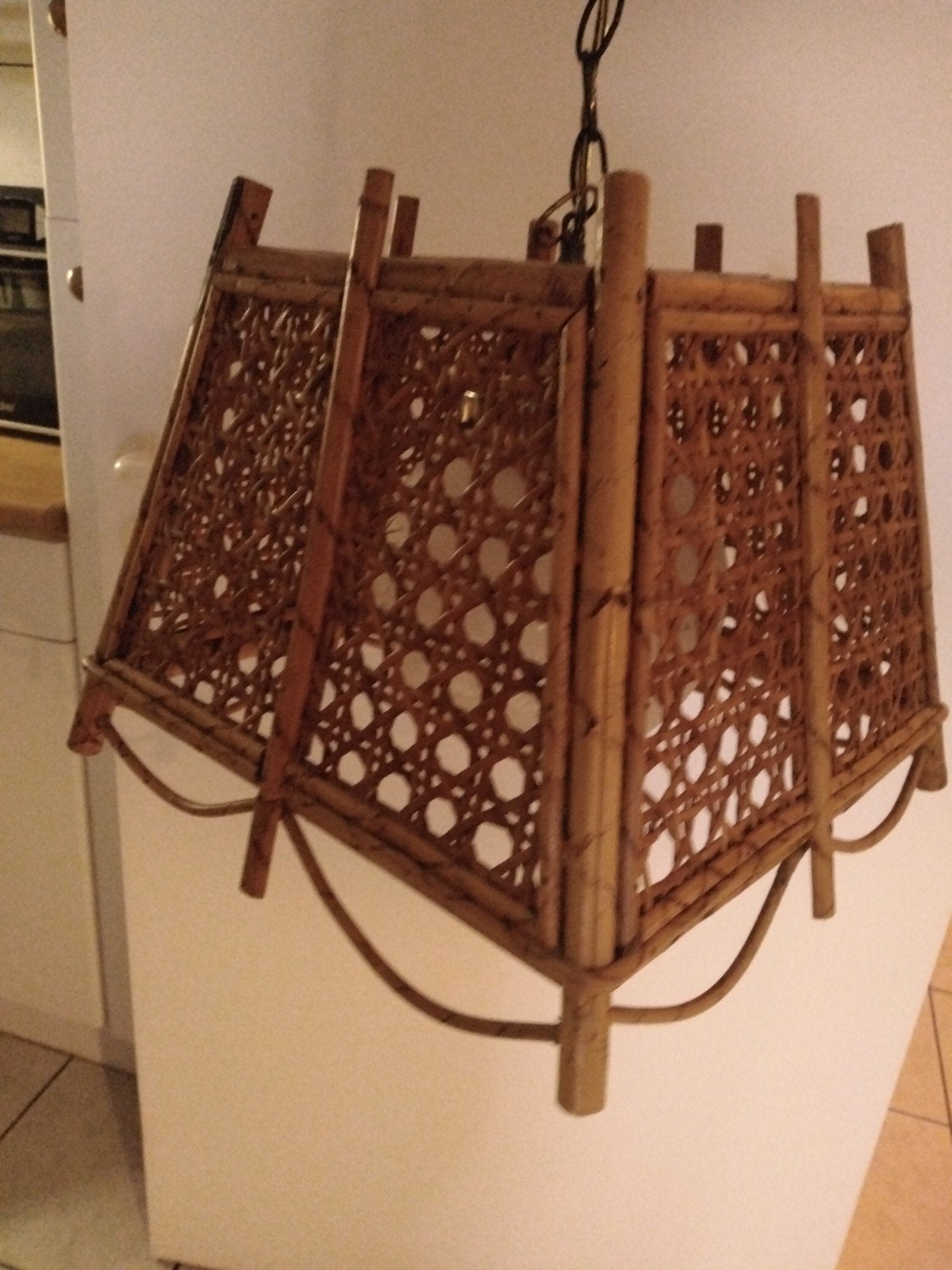 rotan hanglamp  ,  60's , 70's  , tiki bar, Ophalen