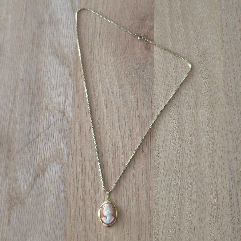 Prachtige Vintage Camee Hanger met Ketting – Andreas Daub, Enlèvement ou Envoi, Comme neuf, Or, Or