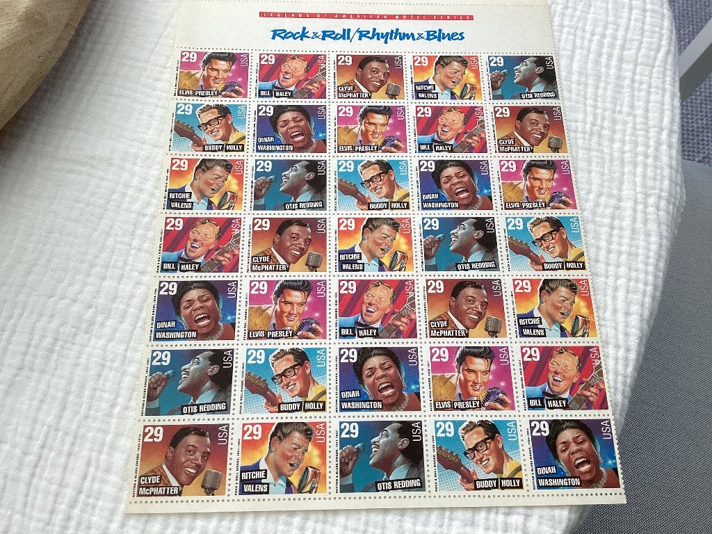 Blad 35 postzegels Rock & Roll legendes American, Verzenden, Postfris, Noord-Amerika