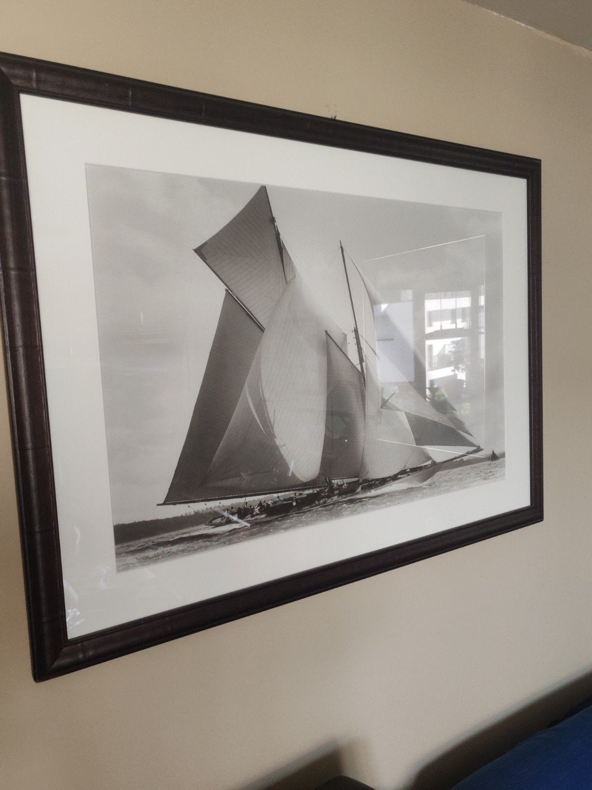 wandkader van Regata Zeilboot Flamant, Ophalen, 112 cm, Ingelijst werk, 82 cm