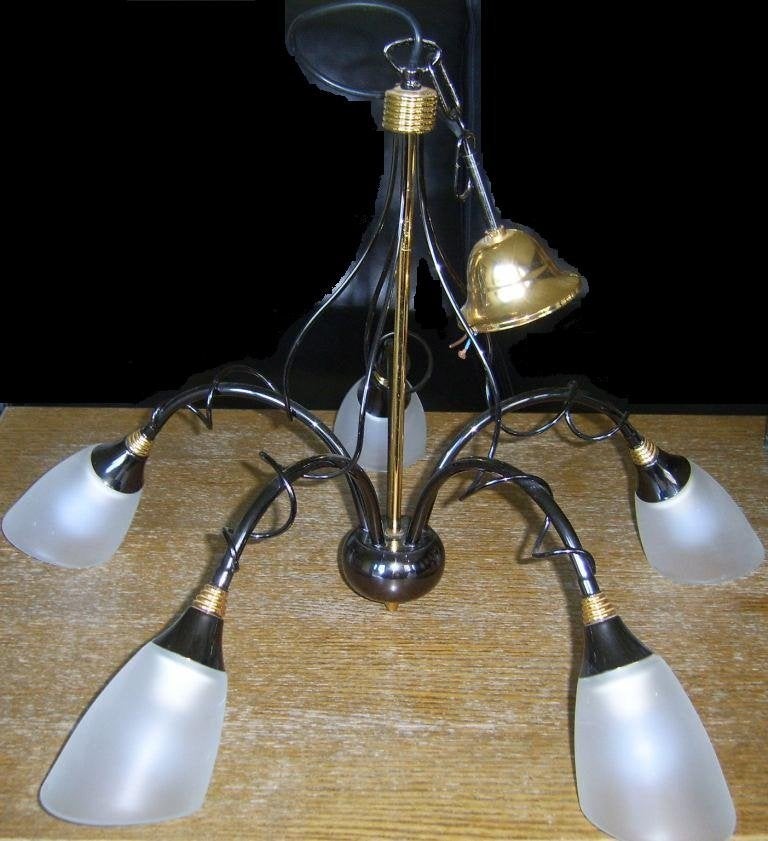 Hanglamp / luchter - zwart- met 5 lampen (Massive), Huis en Inrichting, Lampen | Hanglampen, Ophalen, Gebruikt