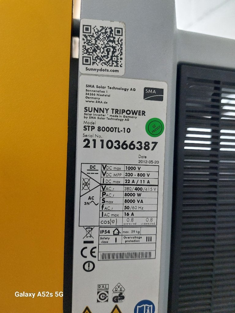Omvormer SMA Sunny Tripower 8000TL-10, Doe-het-zelf en Bouw, Ophalen, Gebruikt, Overige typen