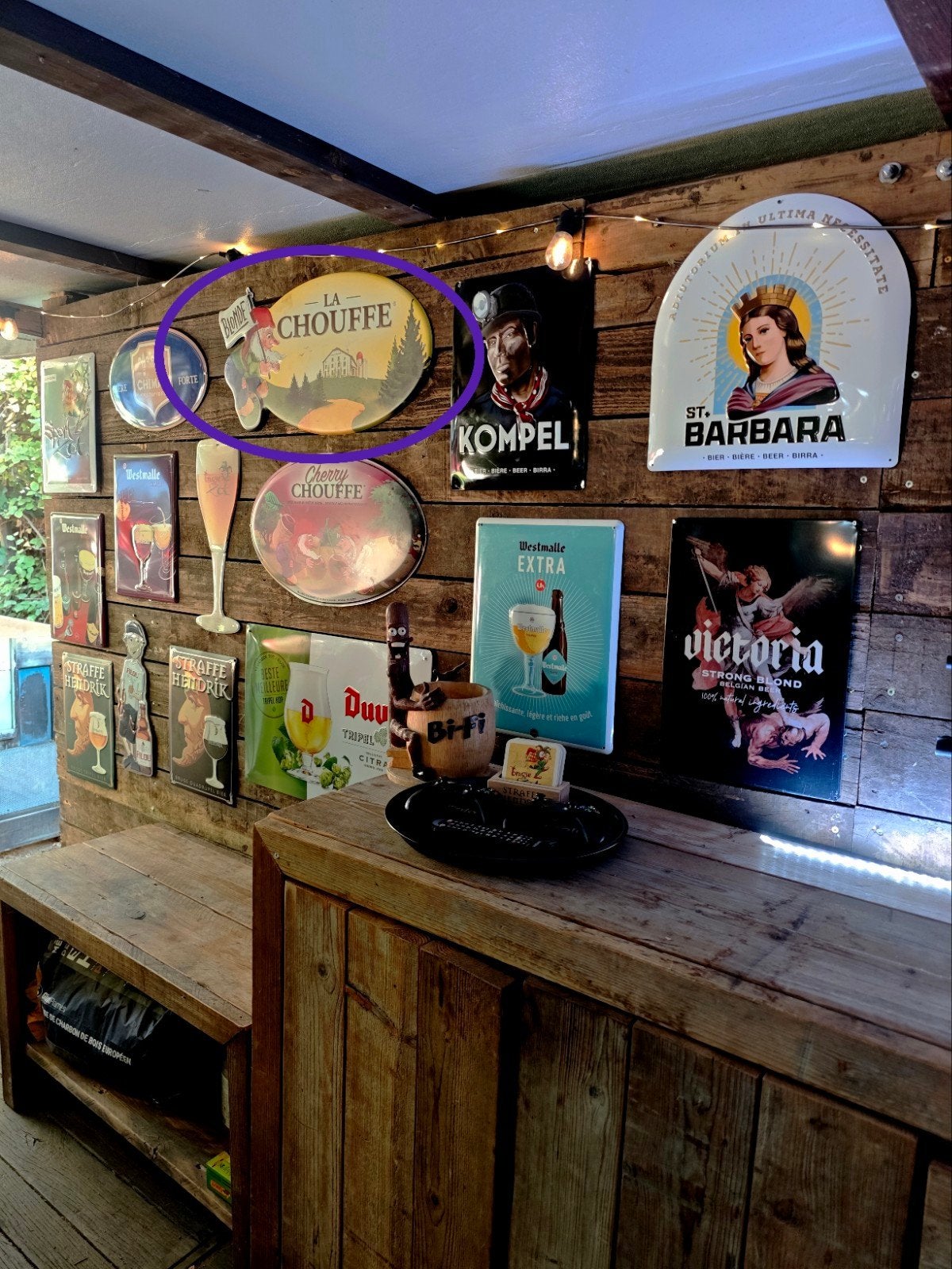 Te ruil :  La Chouffe reclamebord (groot), Ophalen of Verzenden, Nieuw, Reclamebord