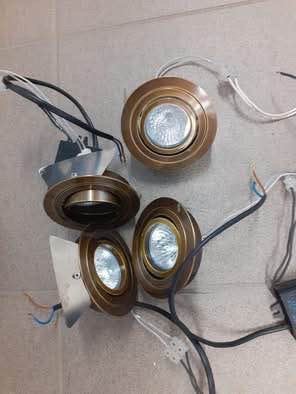 4 inbouwspots 12V met transfo, Ophalen, Gebruikt, Metaal, Inbouwspot