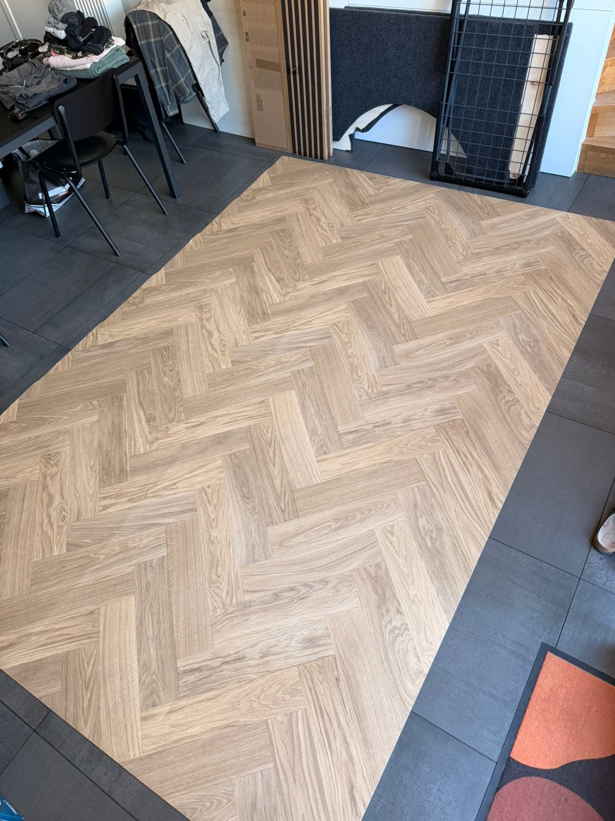 Rolvinyl 2 x 3 m visgraat, Maison & Meubles, Ameublement | Revêtements de sol, Neuf, Beige, Moins de 10 m², Vinyle