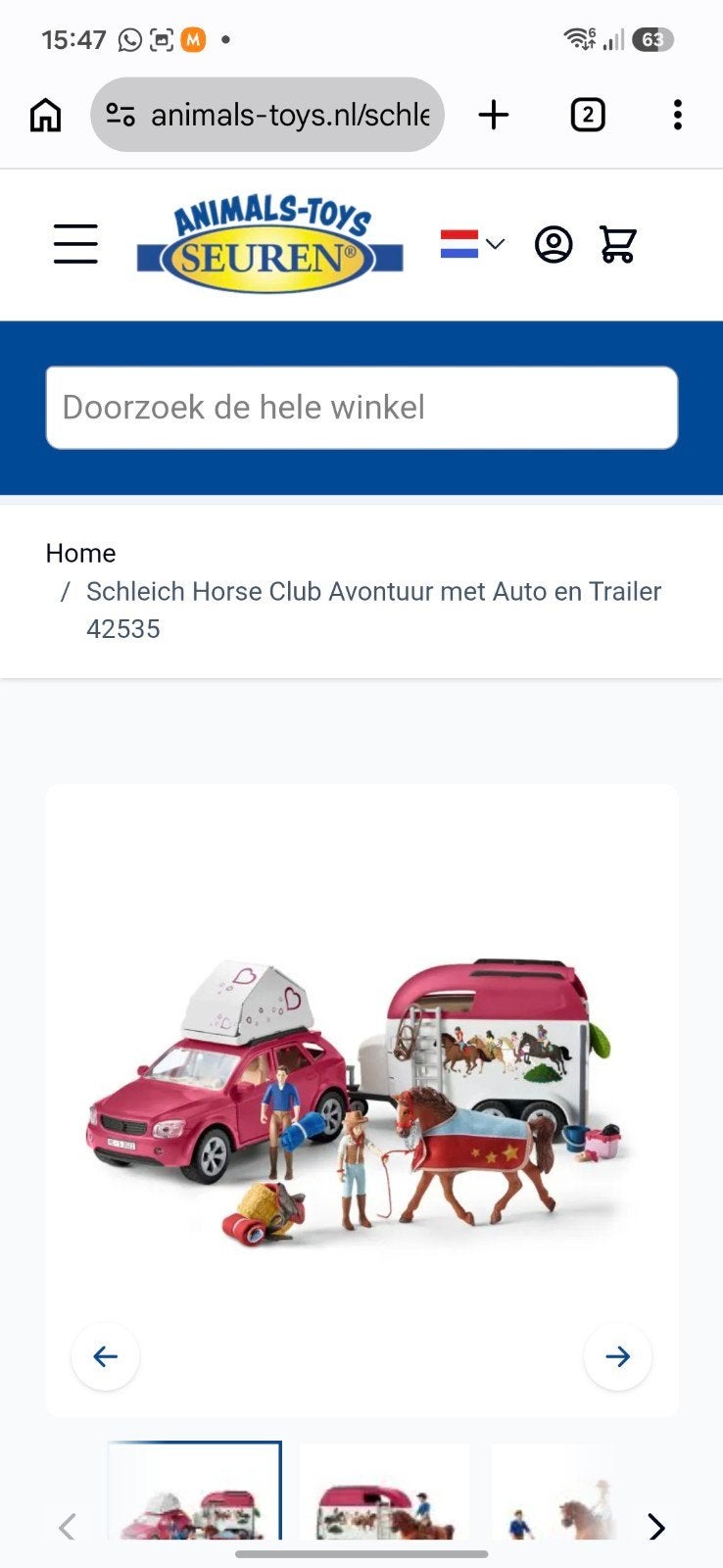 Speelgoed auto met paardentrailer merk Schleich, Kinderen en Baby's, Speelgoed |Speelgoedvoertuigen, Ophalen