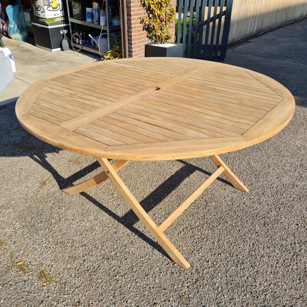 teak tafel, Ophalen