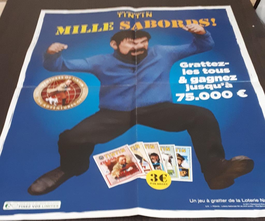 Poster Kapitein Haddock, Verzamelen, Stripfiguren, Zo goed als nieuw, Plaatje, Poster of Sticker, Kuifje, Ophalen