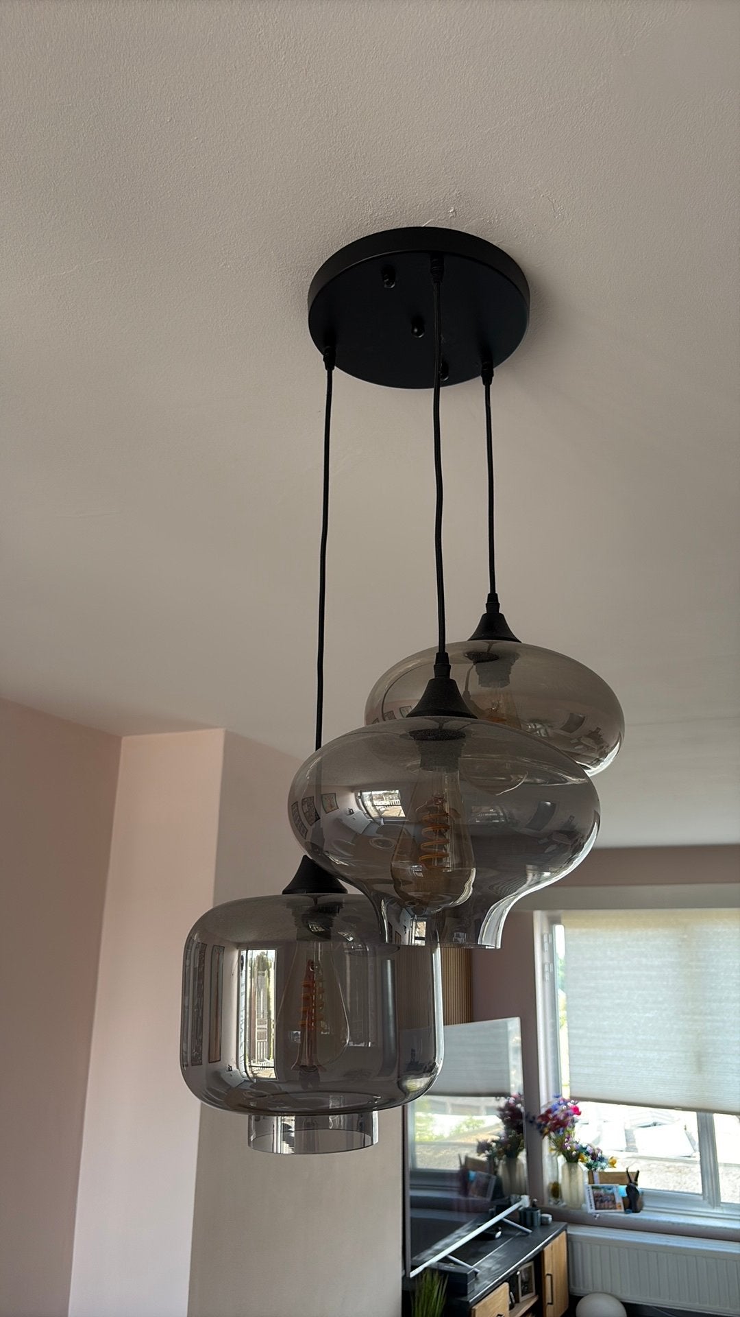 Hanglamp met rookglas, Ophalen, Gebruikt, Industrieel, modern, E27 (groot)
