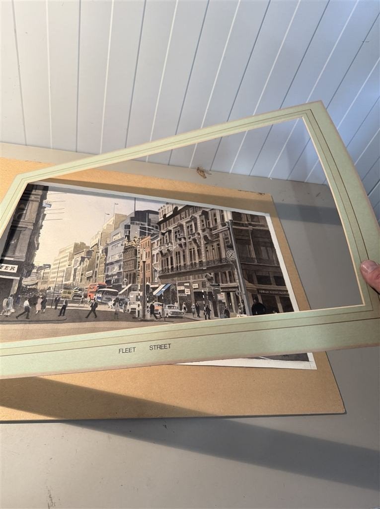 Origineel gesigneerde aquarel Fleet Street EC4 Londen Vernon, Ophalen of Verzenden, Aquarel