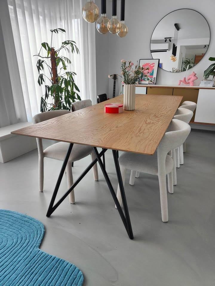 Table à manger plateau en chêne naturel 260 x 100 x 77, Maison & Meubles, Chêne, Comme neuf, 100 à 150 cm, Enlèvement