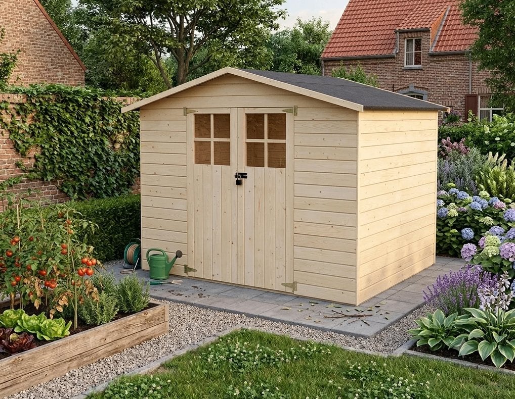 Dennenhouten tuinhuis 5,3m2, Tuin en Terras, Ophalen, Gebruikt, Hout, Tuinhuis