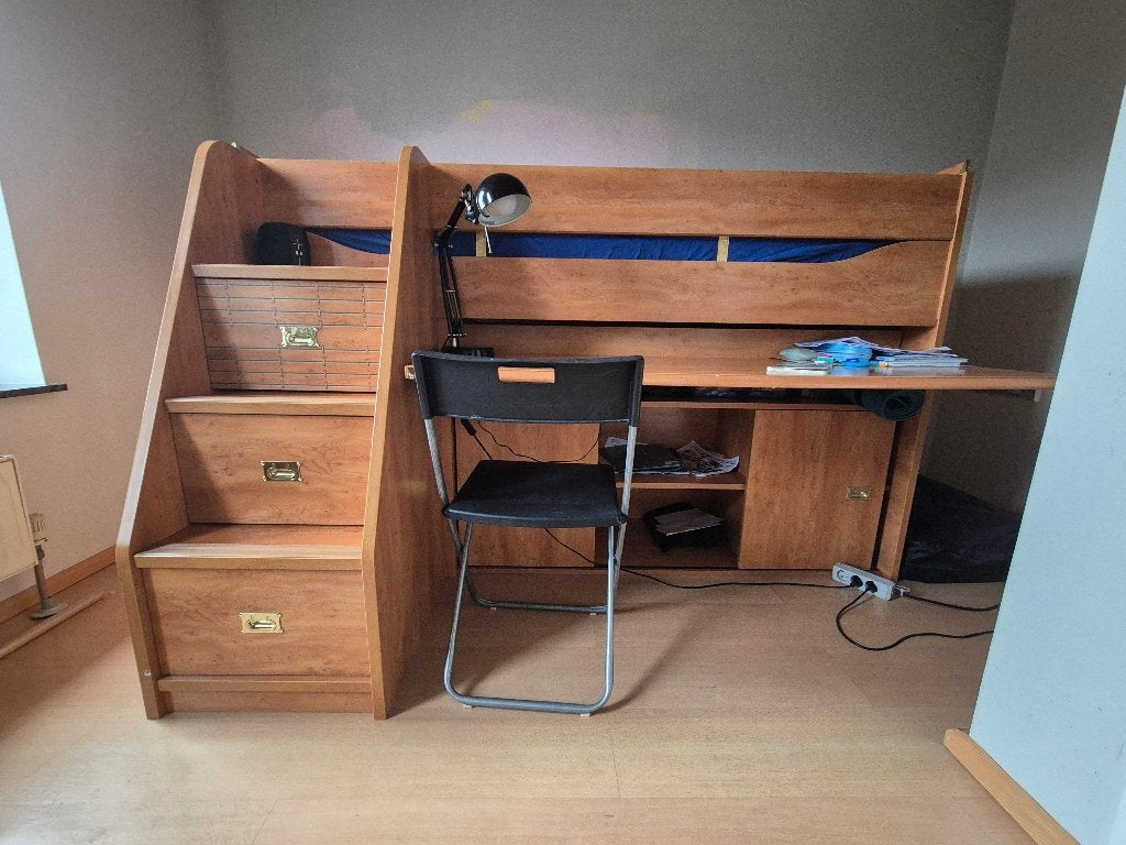 Kinderbed met bureau en kastjes, Ophalen, Gebruikt, Hoogslaper