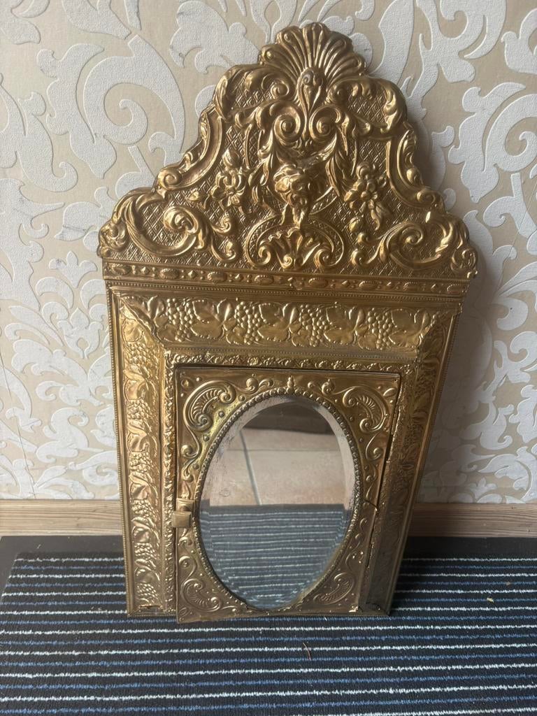 Authentiek vintage wandkastje met spiegel – barok stijl, Antiek en Kunst, Ophalen, Minder dan 50 cm, Minder dan 100 cm