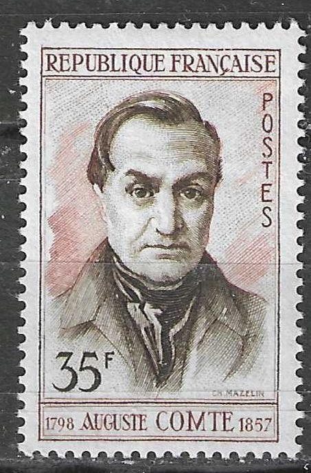 Francia 1957 - Yvert 1121 - Auguste Comte (PF), Envoi, Non oblitéré