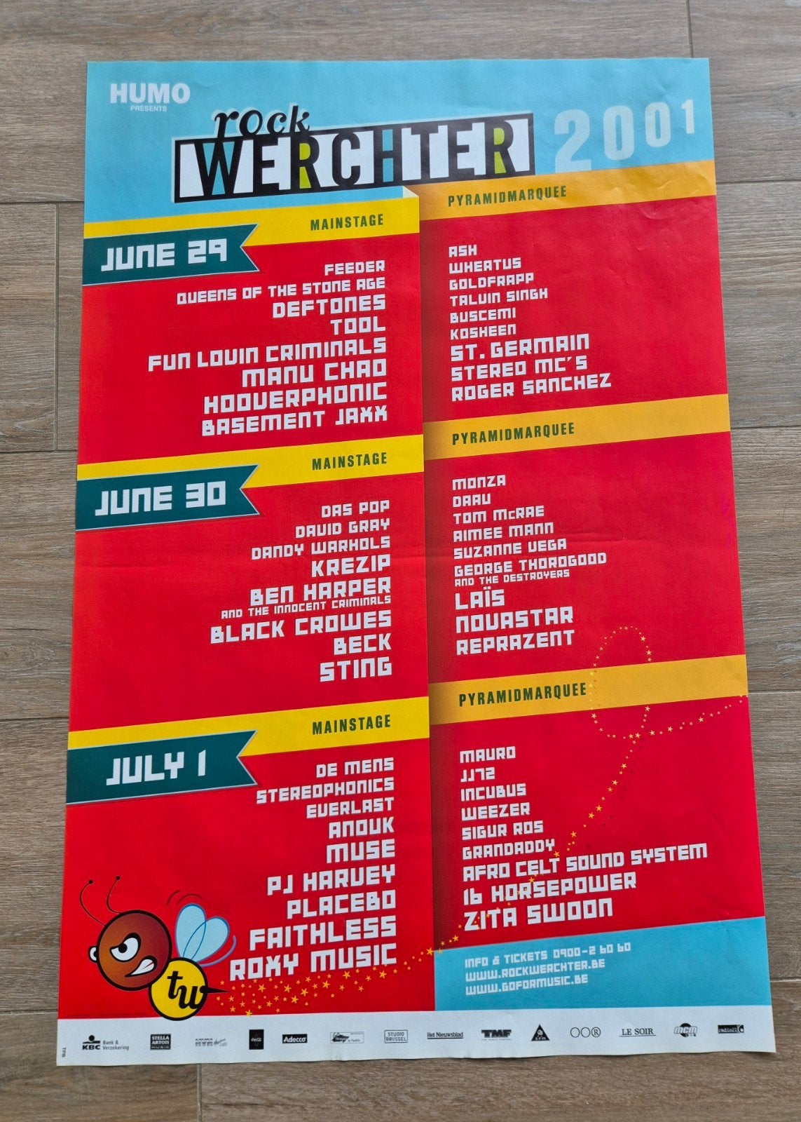 Concert poster Rock Werchter 2001, Collections, Enlèvement ou Envoi, Comme neuf, Musique