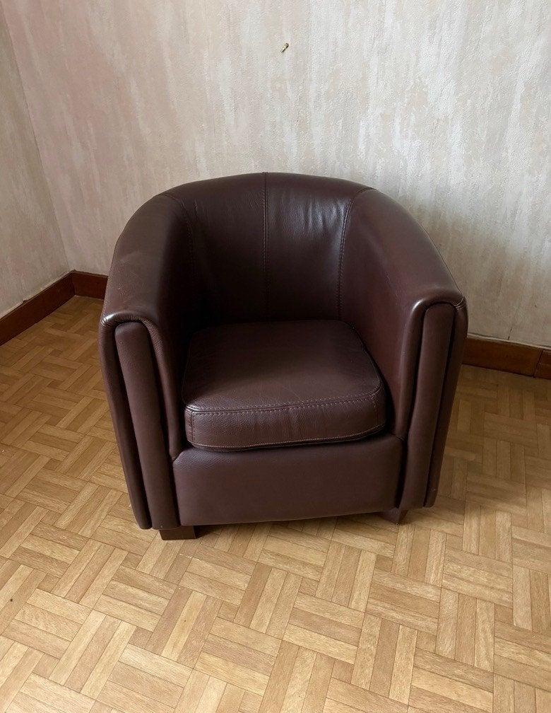 lederen clubfauteuille, Enlèvement, Comme neuf, Cuir
